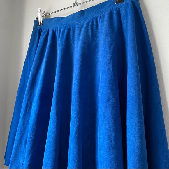 ETIENNE DERŒUX Cobalt Blue Suede Skirt - Picture 3 of 8